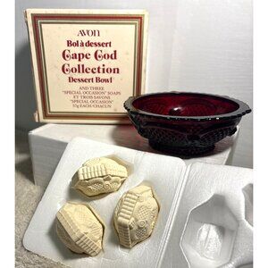 Avon Cape Cod Collection Dessert Bowl With Special Occasion Soaps NOS